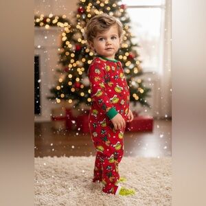 Dr. Seuss Red Grinch Toddler Footed Pajama Sleeper 5T Holiday Fleece Unisex